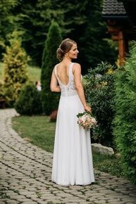 Letné biele svadobné / popolnočné šaty XS/S - 3