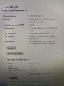 Predám pracovné PC -  i7 7700k, 32gb ram, SSD 250gb - 3