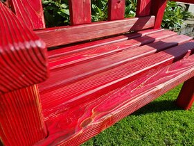záhradná lavica - I -  2 miestna - vintage červená - 3