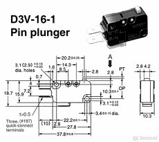 16Amp SPDT ╍ 4.75×0.5mm Konektory ╍ Mikrospínače bez páčky - 3