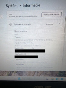 Predám malý notebook Asus E210MA-GJ320WS - 3