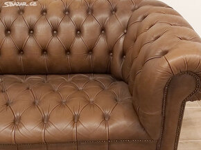 Chesterfield Kožená sedačka  Anglie vyroba.Kůže. - 3