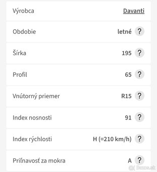 Letne pneumatiky 195/65/R15 Davanti - 3