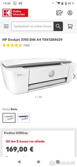 Tlačiareň značky HP model DeskJet 3750 - 3