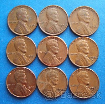 mince USA - 1 CENT LINCOLN sady 1910-1958 a kusovky po 1961 - 3