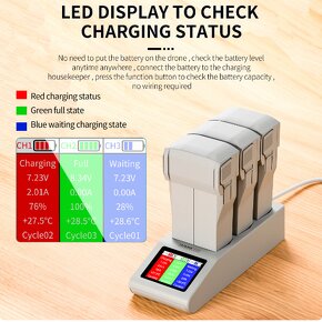 Nabíjaci Hub pre 3ks bateriek-drony DJI Mini 3/4 Pro,LCD - 3