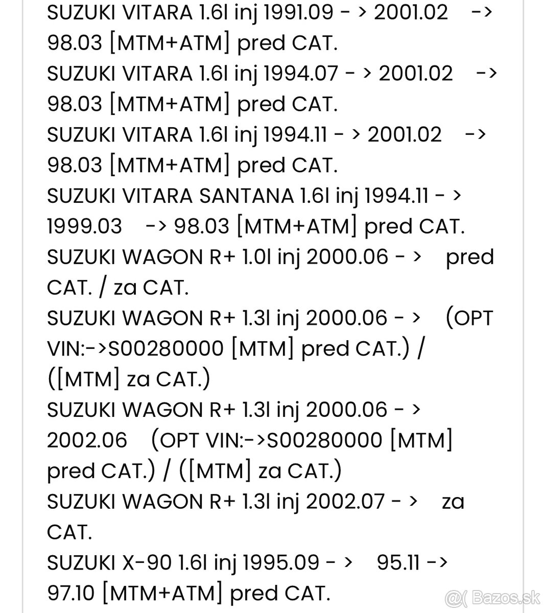 Suzuki lambda sonda