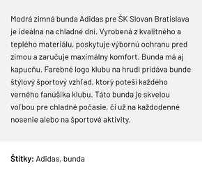 Predám bundu ŠK Slovan Adidas - 4