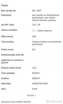 Zadné pružiny Eibach R22915 , Q0511115AL ,5QN511115A - 4