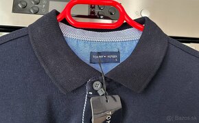 Tommy Hilfiger tmavomodrá pánska polokošeľa veľkosť L - 4