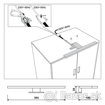 LED nábytkové svietidlo na skrinku 230V IP44 - 4