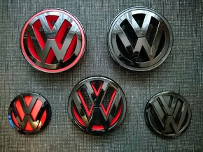 Logo znak VOLKSWAGEN cierne leskle / cervene - 4