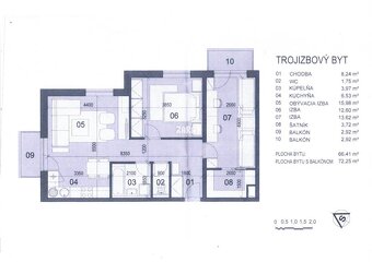 KVP - NOVOSTAVBA ul. Na Grunte, 3 izb. tehlový byt 66 m2 + 2 - 4