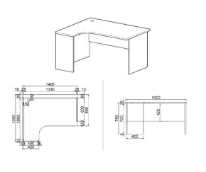 Rohový kancelársky pracovný stôl  ľavý - 4