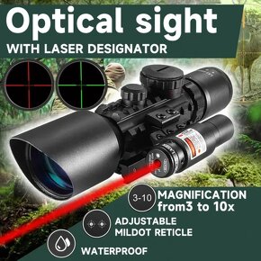 Optický zameriavač LS3-10x42E Puškohľad s červeným laserom - 4