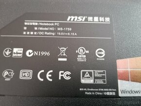 Predám 17,3" hráčsky notebook MSI GE70, MS-1759. - 4