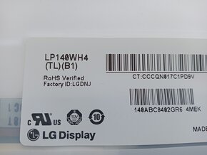 predám 14" LED displej , 40pin , HD , LP140WH4 , matný - 4