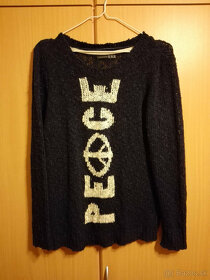 Tmavomodrý pletený sveter (M-L) - 4