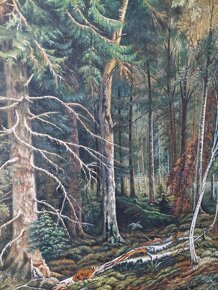 Veľký obraz ručná olejomaľba na plátne  - Lesné zátišie - 4