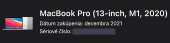 Predám Macbook Pro 13" M1 (2020) 16/256GB - 4