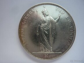 Vzácnejšia strieborná 5 Lire 1848 M - revolučná - 4