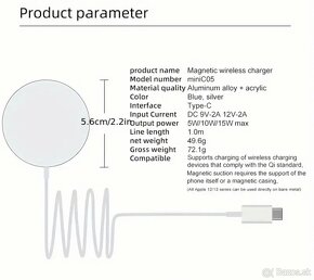 MagSafe Bezdrôtová Nabíjačka iPhone USB-C 15W Strieborná Bie - 4