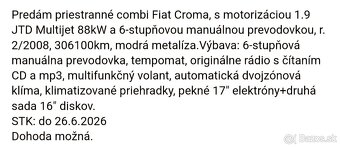 FIAT croma 1.9jtd multijet nová stk em - 4