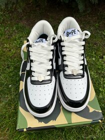 Bapesta black and white, black/white , bathing ape, patent - 4