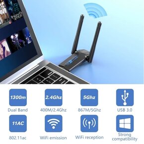 Predám Wi-fi dongle na wifi5 ElecMoga AC1300Mbps - 4