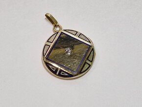 Art Deco zlatý medailon 0,065ct ✨✨✨ - 4