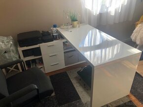 Pracovný stôl biely, vysoký lesk 140,5 x 140,5 cm - 4