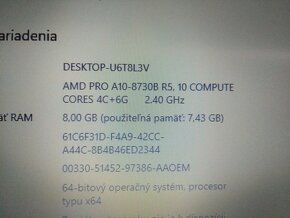 rozpredám funkčný notebook Hp elitebook 725 g4 - 4