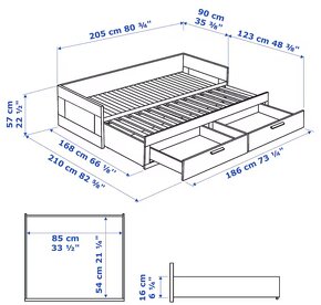 Ikea Brimnes rozkladacia posteľ s matracom, 80x200/160x200 - 4