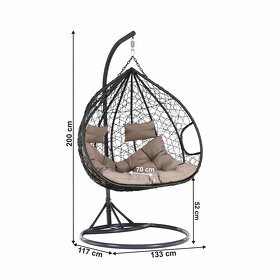 NOVĚ závesné hojdacie DVOJkreslo s vankúšmi - 4