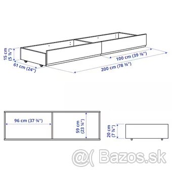 Čalúnené úložné boxy pod posteľ HAUGA, 2 ks (100 x 61 x 20) - 4