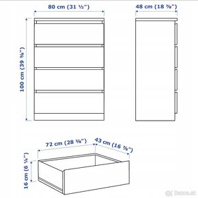 rezervované-Komoda ikea malm - 4 šuflíky - 4