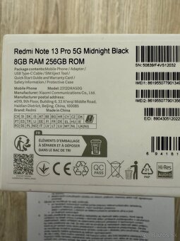 Predám Xiaomi redmi note 13 pro 5g 8/256gb black nový - 4