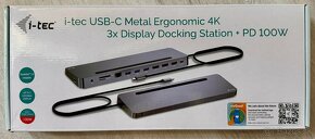 I-TEC USB-C Metal Ergonomic 4K 3x Display Docking Station - 4