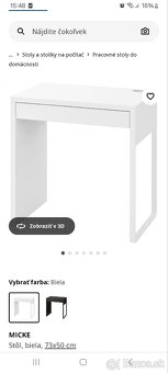 Stolík micke ikea biely - 4