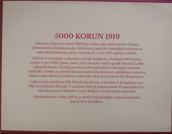 5000 korun 1919/2019,vzacna bankovka, pouze 100ks,UNC RR - 4