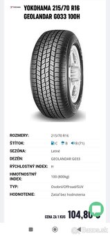 Letné pneumatiky Yokohama 215/70 R16 100H - 4