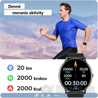 Fitness smart hodinky okrúhle, možnosť volania, čierne - 4