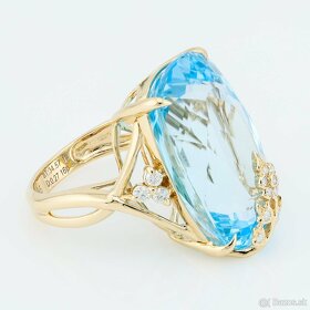 Extravagantný 14ct zlatý prsteň Blue Topaz 34.57ct - 4