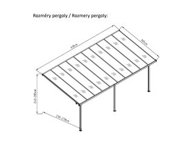 Hliníková pergola 5,5x3m a 6x3m - šedá a priehľadná - 4