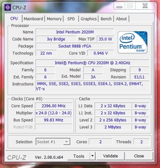 Procesor do notebooku Intel Pentium 2020m - 4