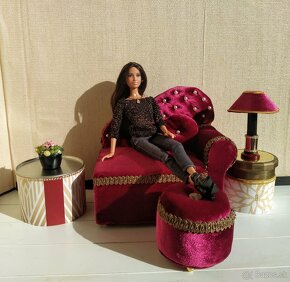 Luxusný bordový nábytok pre bábiky Barbie - 4