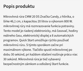 Mikrovlnná rúra CANDY CMW 20 DS - 4