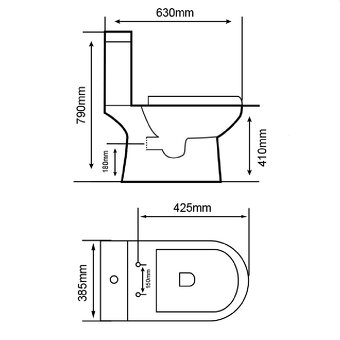 WC kombi rimfree komplet aj so sedatkom. novy - 4