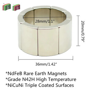 Arc Magnet OR18xIR14x45deg.x20 mm Diameter 36mm N42H - 4