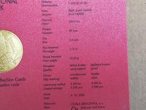Zlatá pamětní mince hrad BUCHLOV, 999,9, PROOF - 4